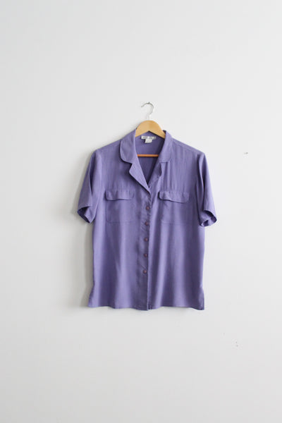 cornflower silk button-up