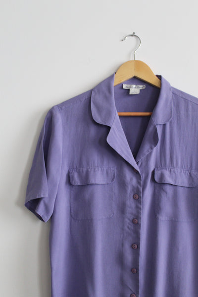 cornflower silk button-up