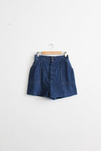 indigo denim patch pocket shorts