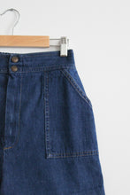 indigo denim patch pocket shorts