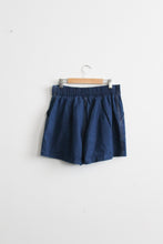 indigo denim patch pocket shorts