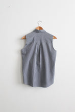 gingham sleeveless button up