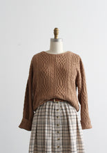 camel cotton cable knit sweater