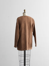 camel cotton cable knit sweater