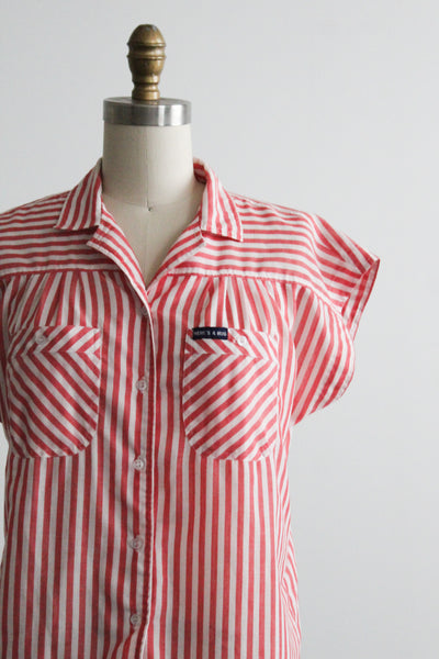 tomato stripe button up