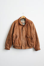 tobacco leather bomber jacket