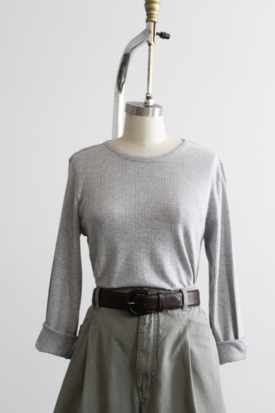 pointelle gray tee