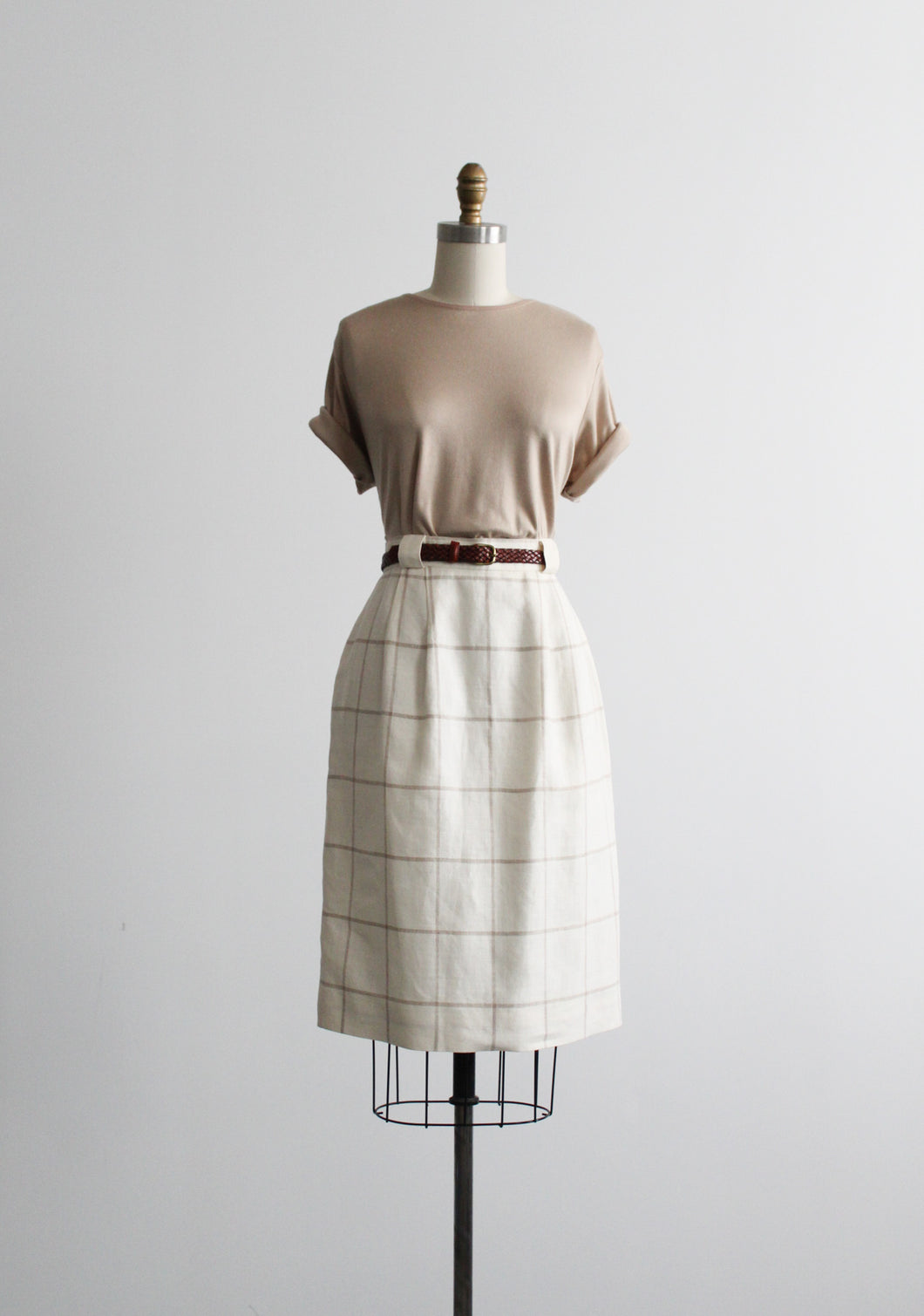 linen check skirt