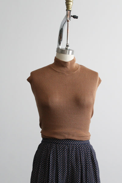 clay silk sleeveless turtleneck