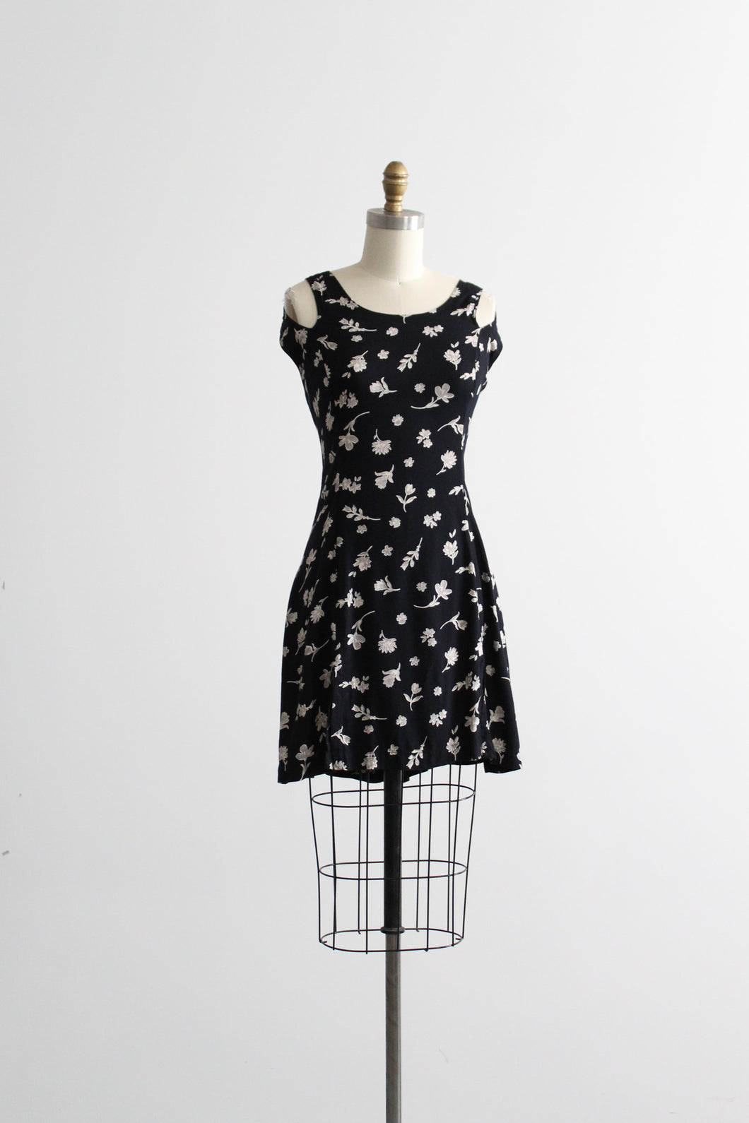 sprig open-shoulder mini dress