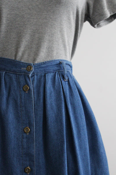 laurel lake denim midi skirt
