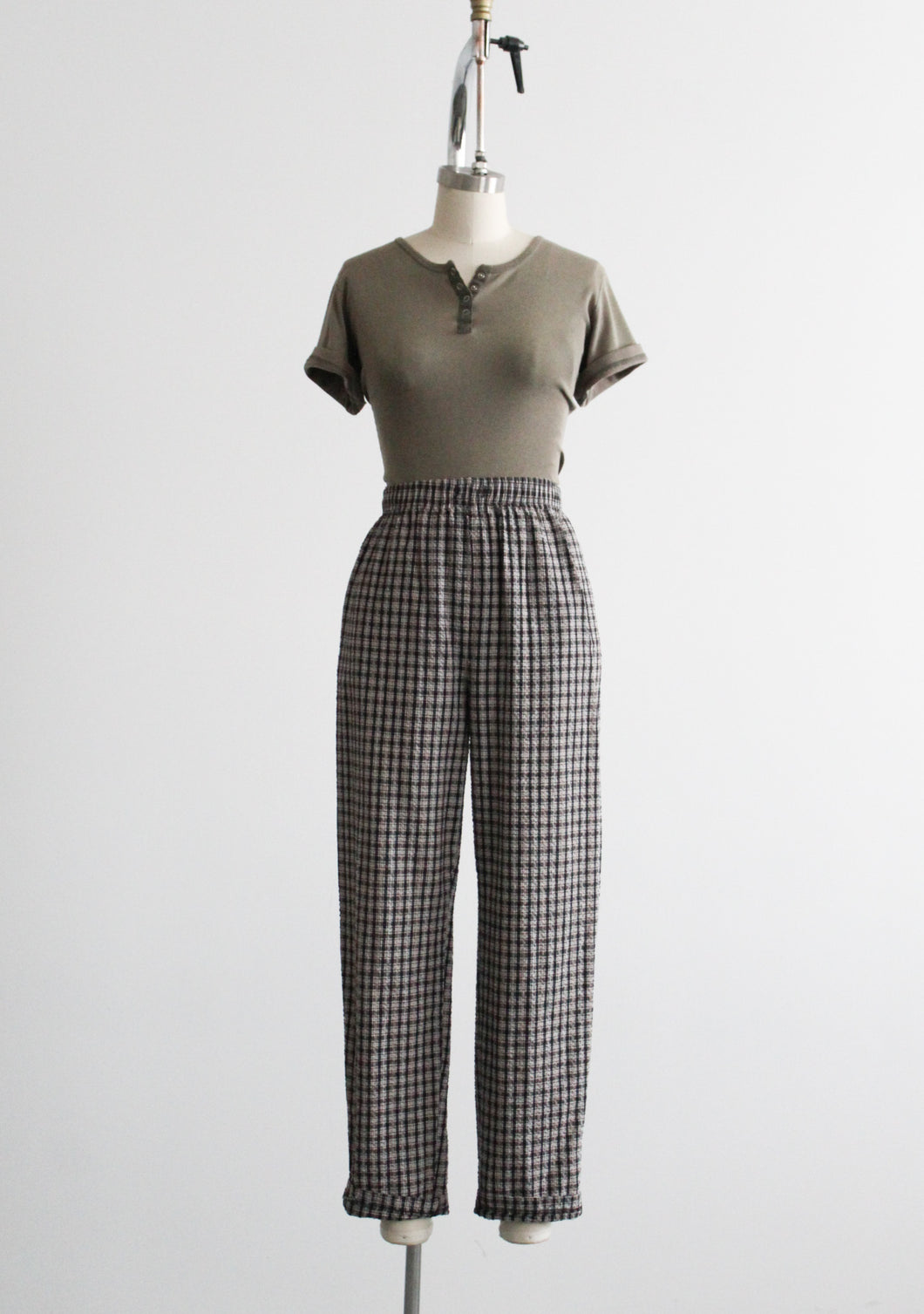 whitstable plaid cotton trousers