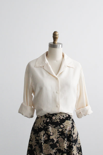parchment silk button up