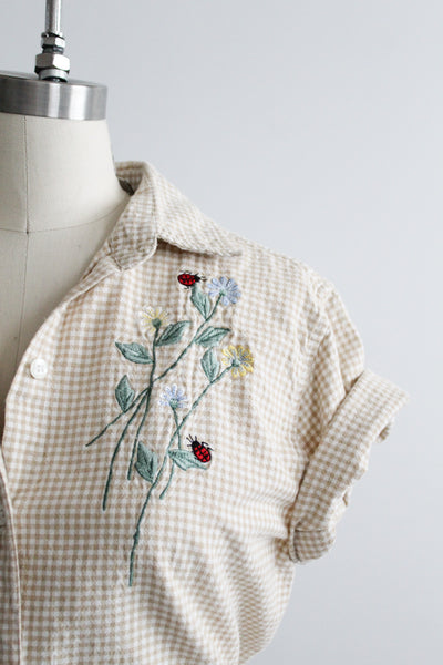 ladybug gingham button up