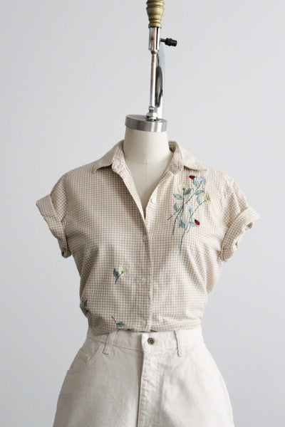 ladybug gingham button up