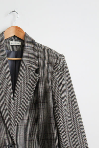 ex libris plaid wool blazer