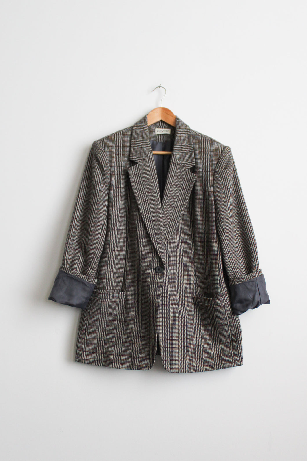 ex libris plaid wool blazer