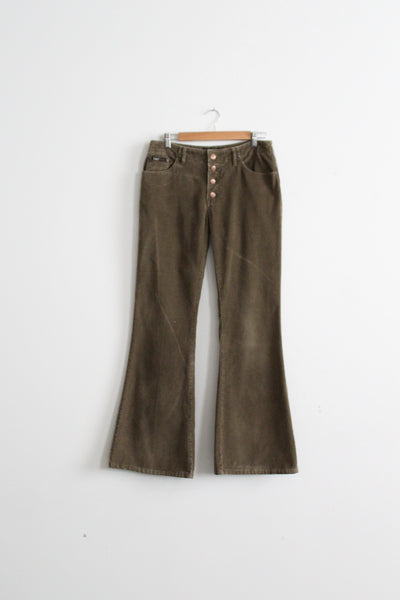 low rise boot cut corduroy trousers