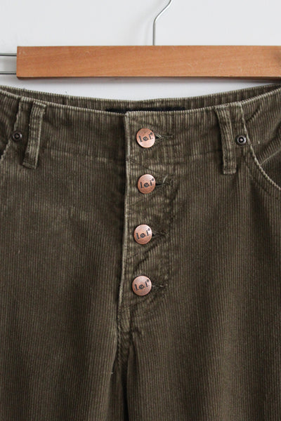 low rise boot cut corduroy trousers