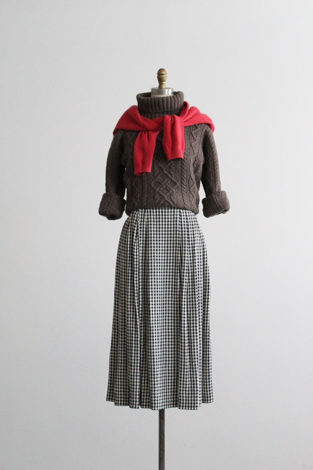 sweetgrass gingham midi skirt