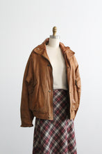 tobacco leather bomber jacket