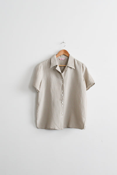 natural linen button up