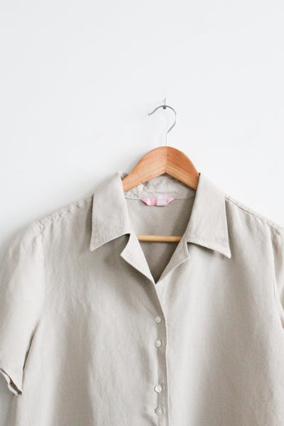 natural linen button up