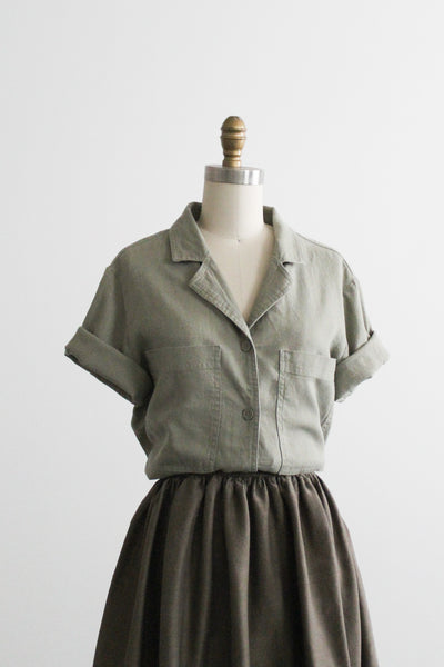 boxy ivy linen button up