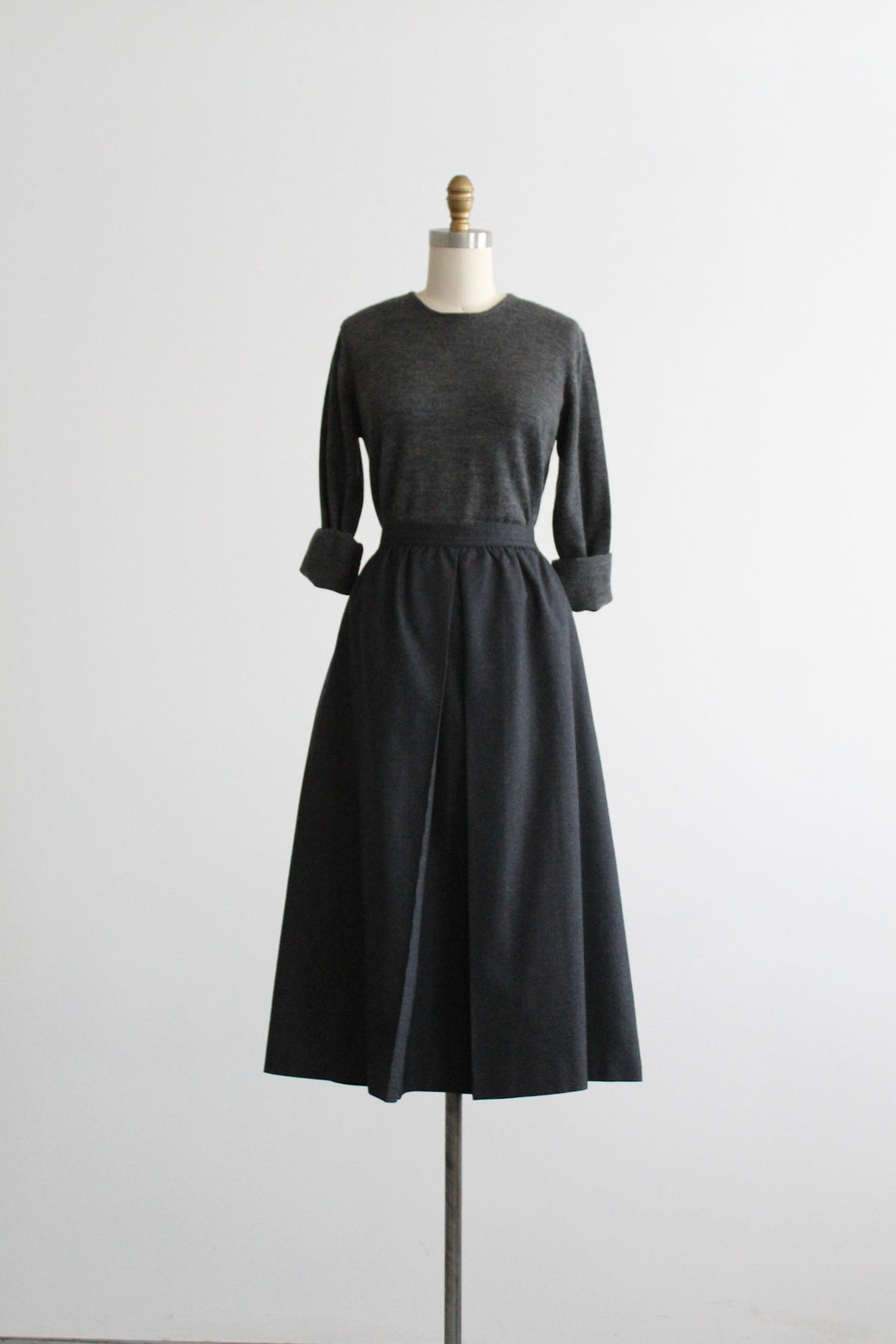 graphite wool midi skirt