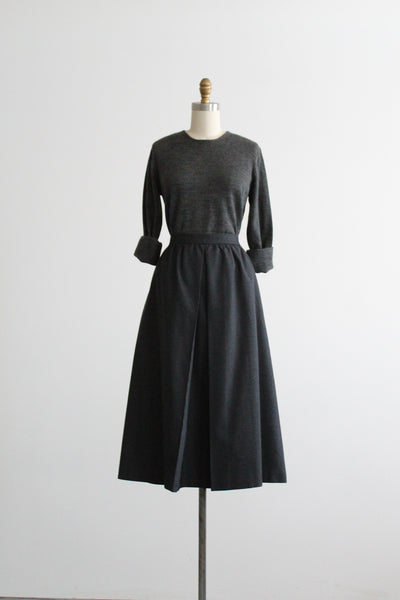 graphite wool midi skirt