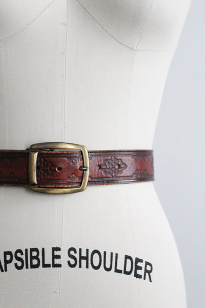 tooled leather belt