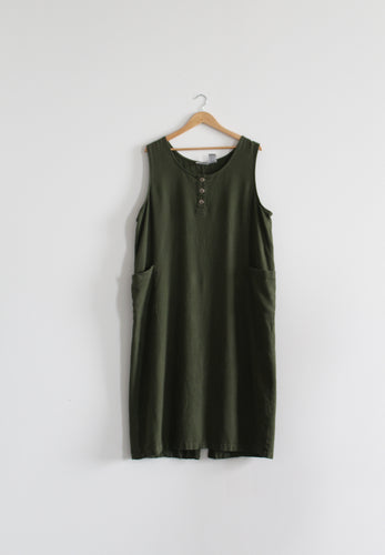 olive linen tank dress