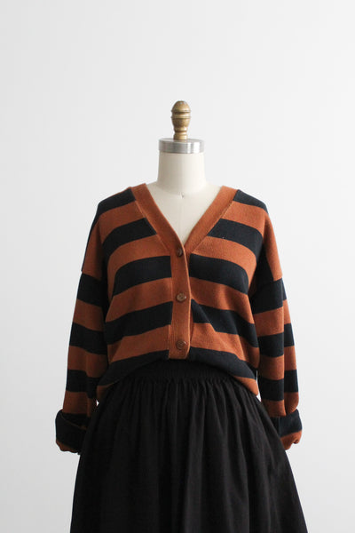 tobacco stripe cotton cardigan