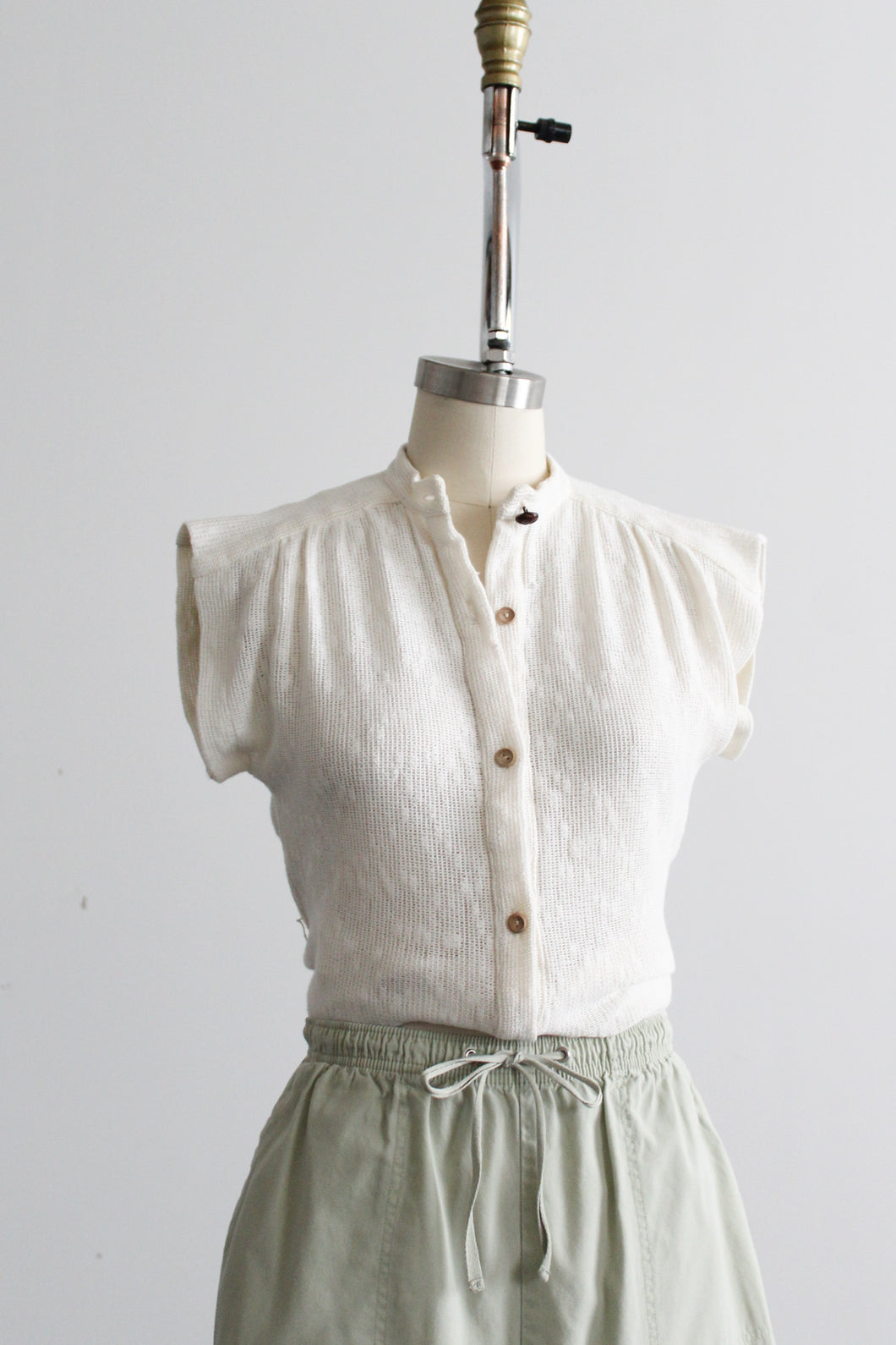 woven parchment button up