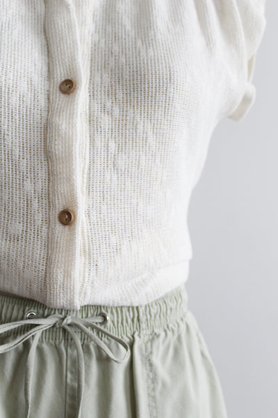 woven parchment button up