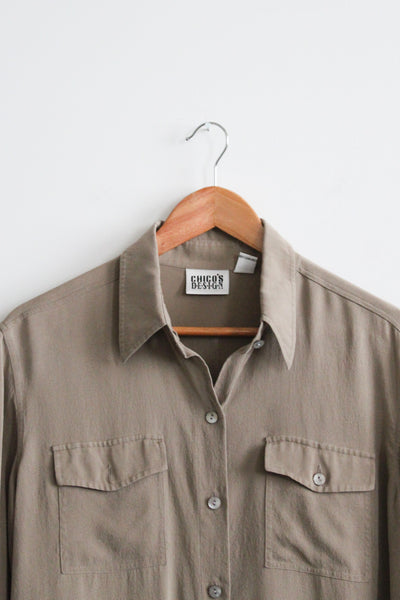 seagrass silk button up