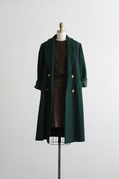 evergreen wool trench