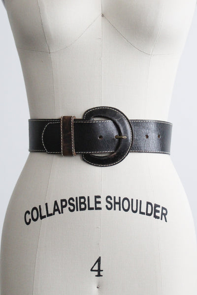 wide ashblack leather belt