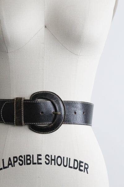 wide ashblack leather belt