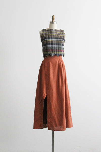clay linen skirt