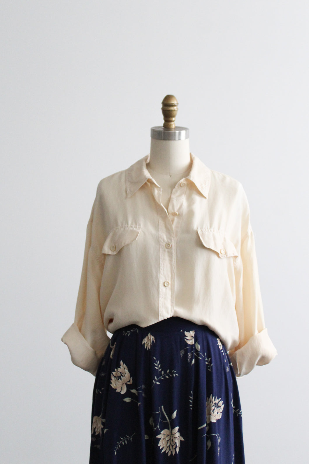 buttercream silk button up