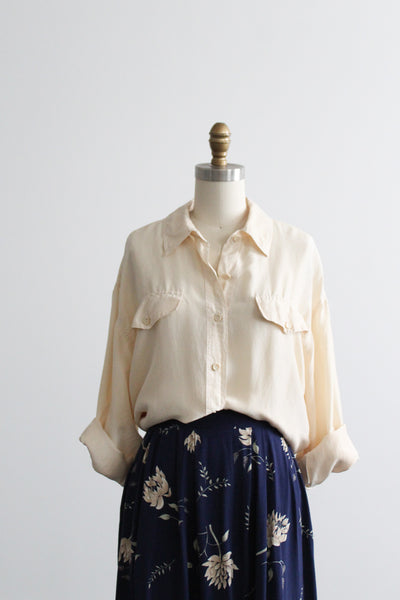 buttercream silk button up