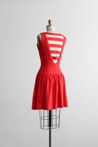 tomato lattice-back dress