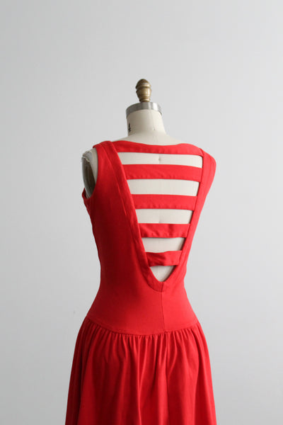 tomato lattice-back dress