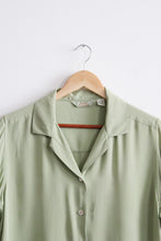 pistachio silk button up
