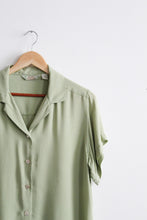 pistachio silk button up