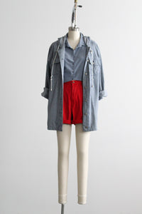railroad stripe hooded chore coat