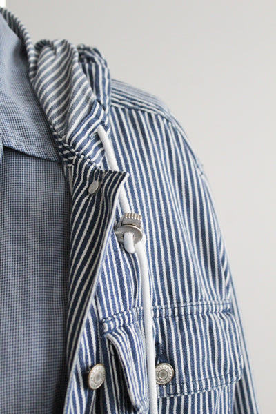 railroad stripe hooded chore coat