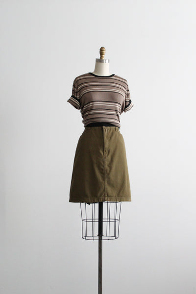olive cotton twill skirt