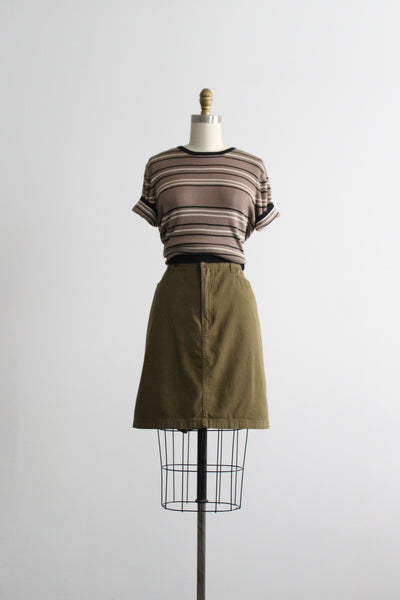 olive cotton twill skirt